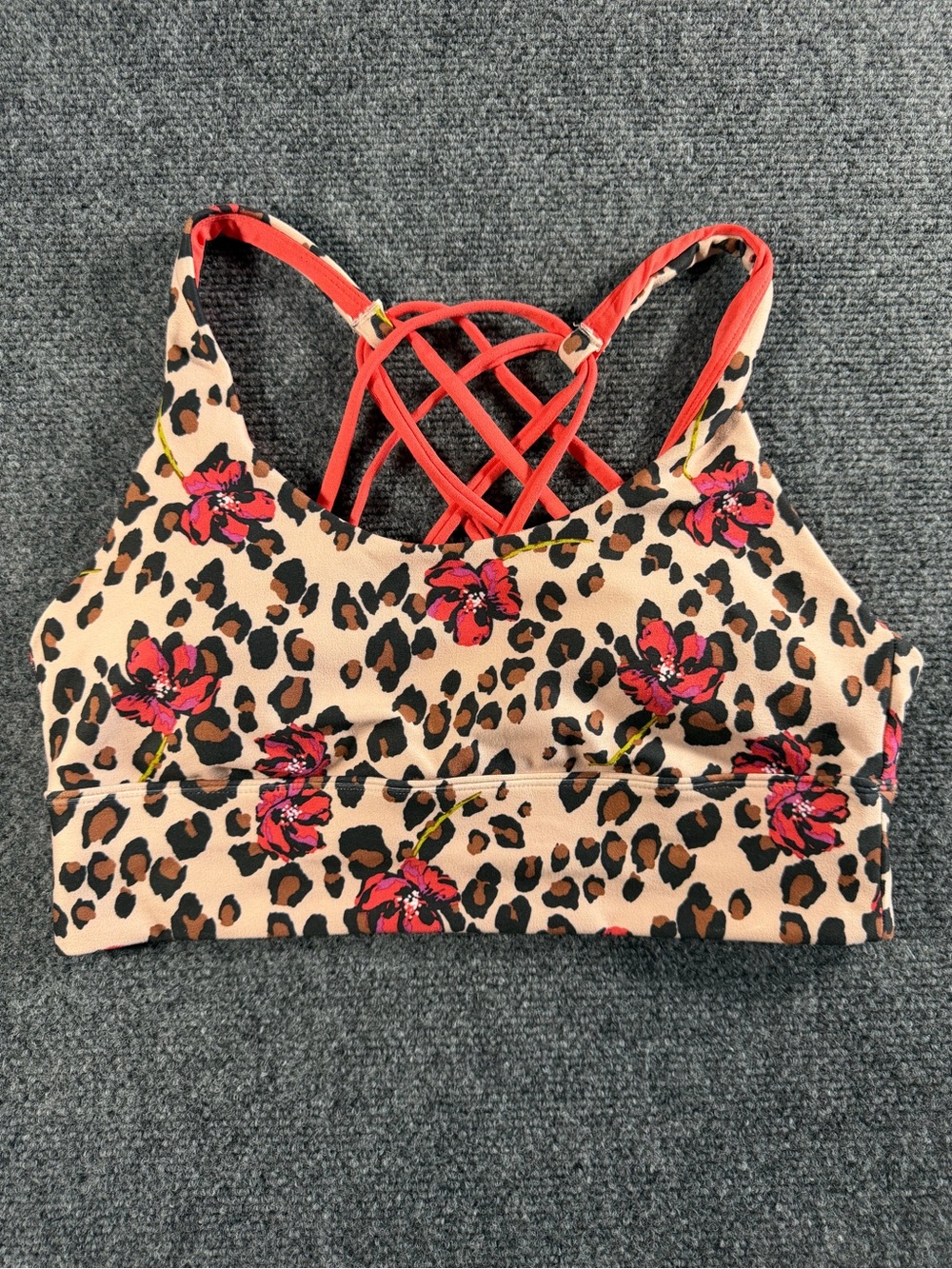 Wildfox Leopard Floral Sports Bra Medium Gym Athleisure Running Workout